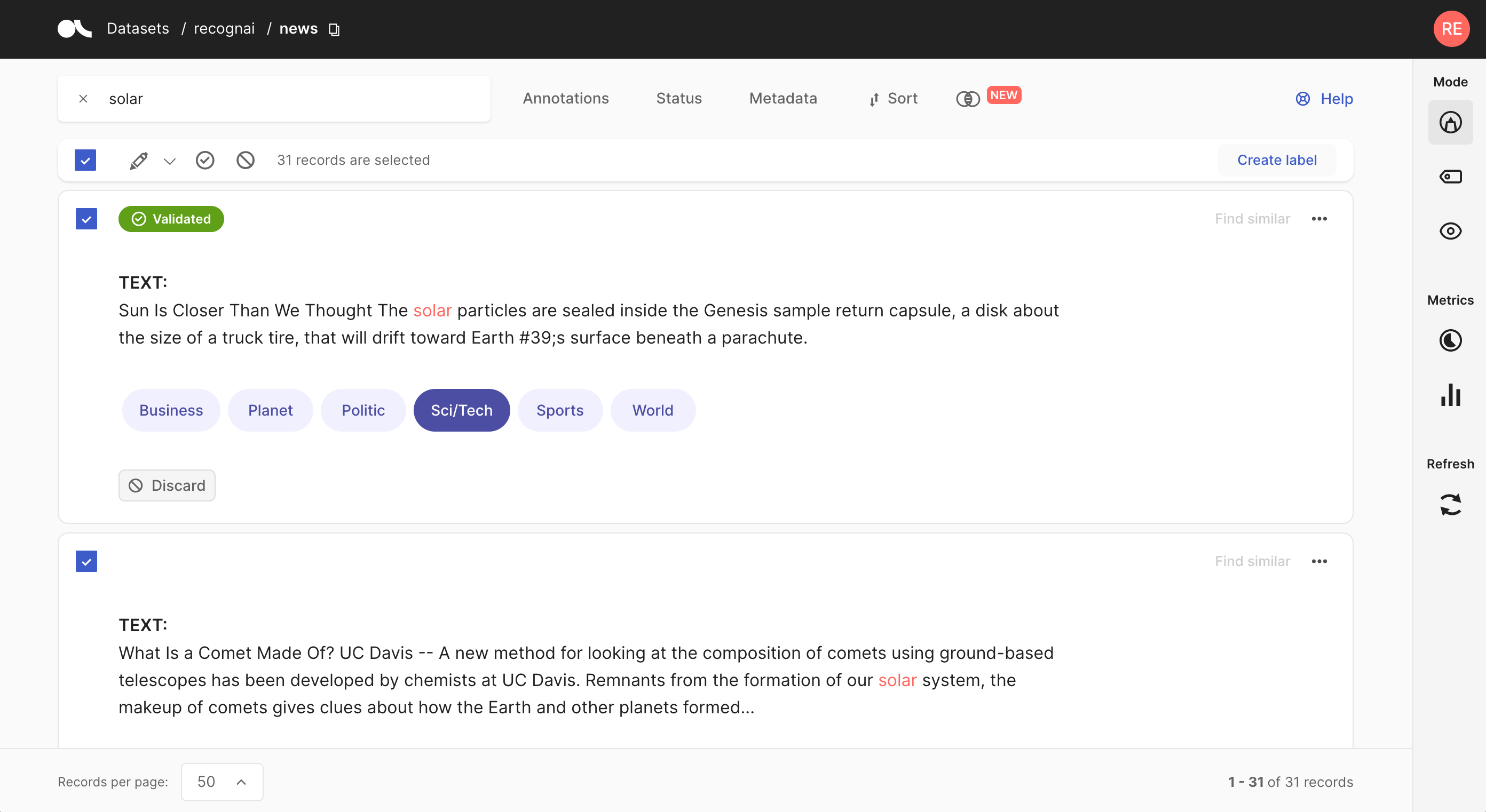 Annotate records